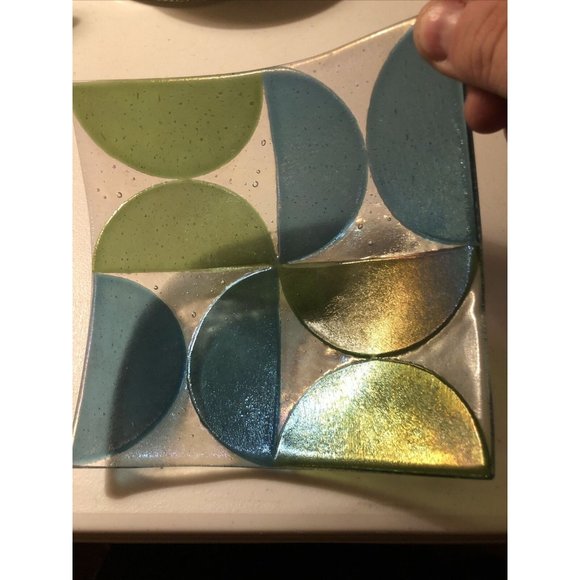 Shepardson Studios iridescent Glass Square 6"x 6" Plate - Picture 1 of 9